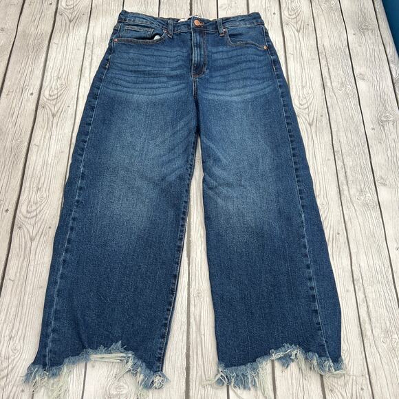 Celebrity Pink Women's Wide Leg Distressed Hem Blue Jeans Size 11/30 - Picture 1 of 10